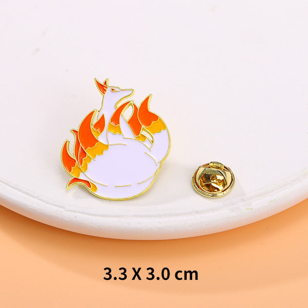Nine-Tailed Fox Enamel Pin – Shanhaijing Mythical Beast Brooch | Cultural Creative Badge for Backpack & Couple Gift