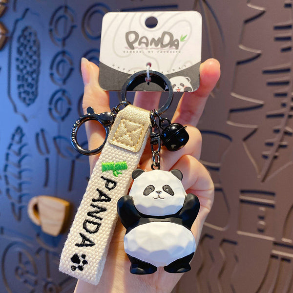 Handmade Wood Carving Style Animal Keychain – Cute Panda Pendant Creative Resin Pendant Panda Keychain