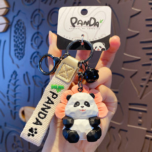 Handmade Wood Carving Style Animal Keychain – Cute Panda Pendant Creative Resin Pendant Panda Keychain
