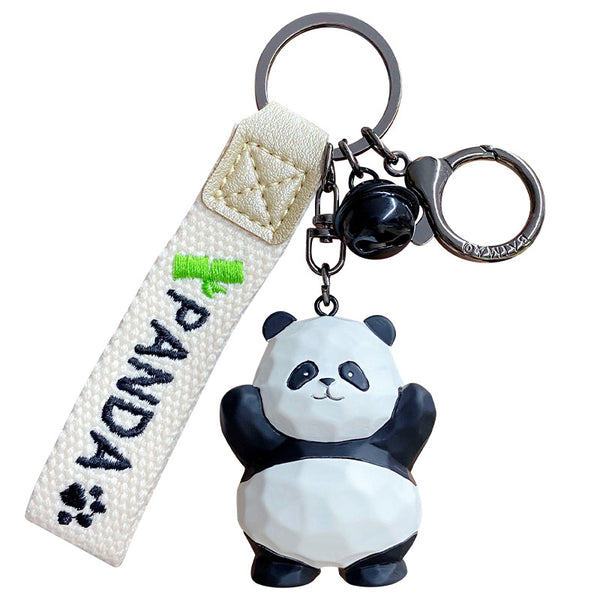 Handmade Wood Carving Style Animal Keychain – Cute Panda Pendant Creative Resin Pendant Panda Keychain