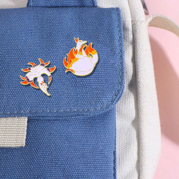 Nine-Tailed Fox Enamel Pin – Shanhaijing Mythical Beast Brooch | Cultural Creative Badge for Backpack & Couple Gift